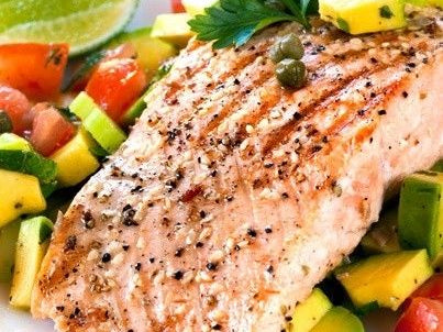Poached Salmon with Mango Salsa