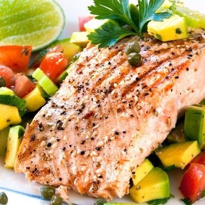 Poached Salmon with Mango Salsa