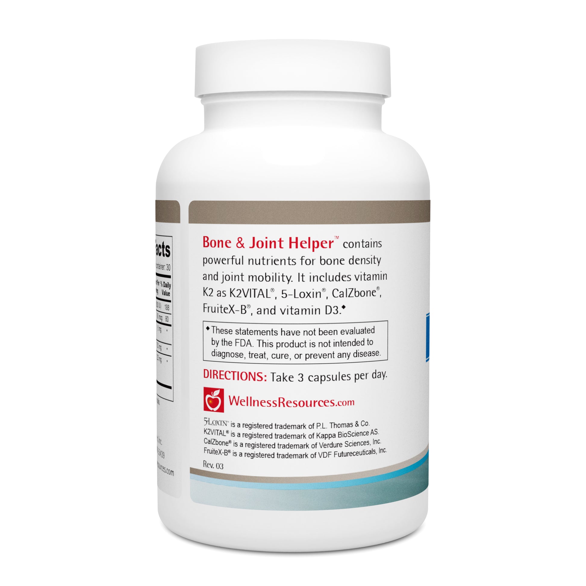 Bone & Joint Helper includes nutrients to support bone density & joint mobility. Take 3 capsules per day. 