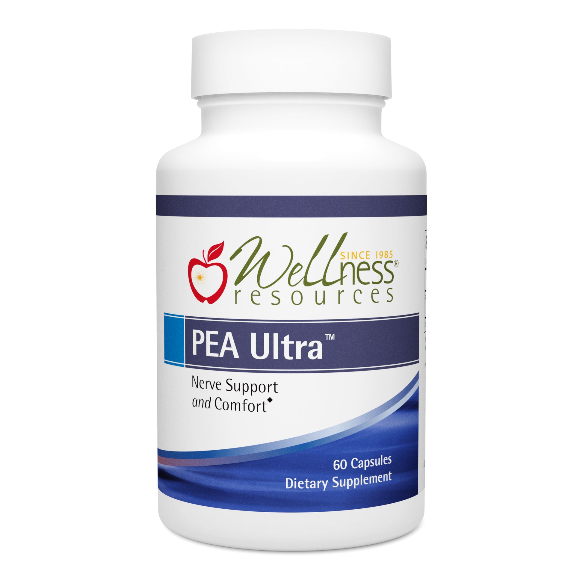 Wellness Resources PEA Supplement Bottle. Nerve Support & Comfort. 60 Capsules Per Bottle. 