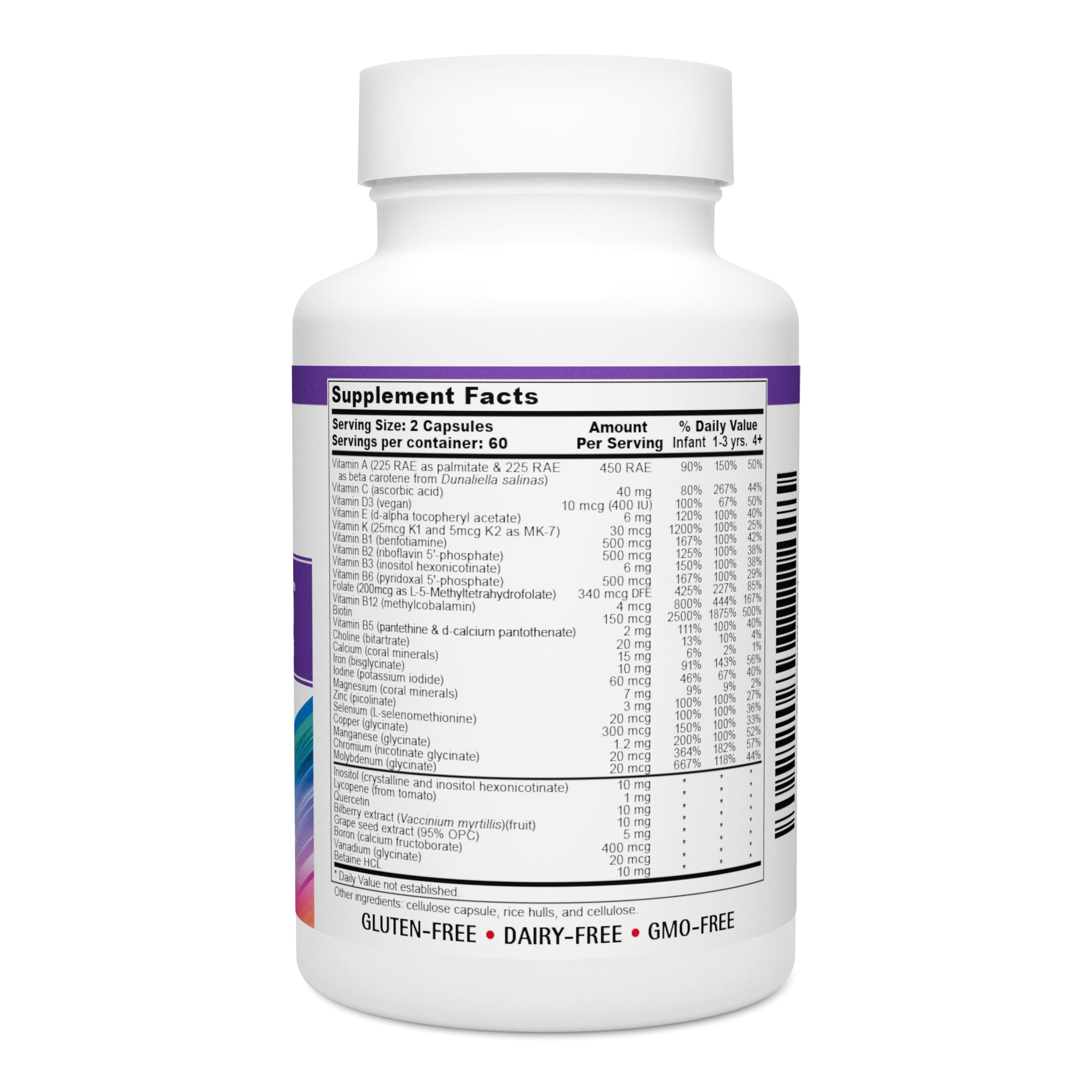 Super Mini Multi Supplement Facts and Ingredients. Serving Size: 2 Capsules. Servings Per Container: 60