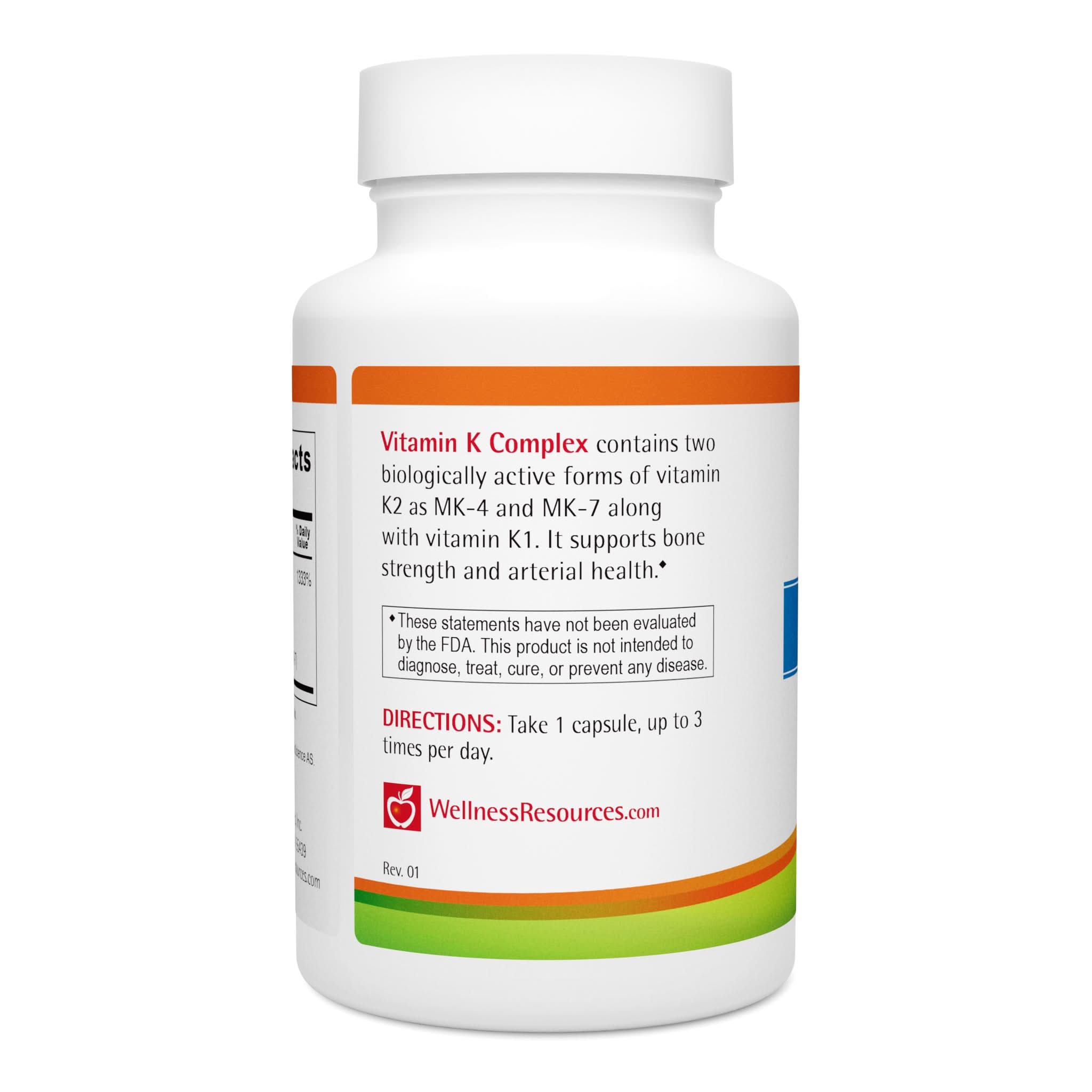Vitamin K Complex contains nutrients to support bone strength and arterial health. Take 1 capsule, up to 3 times per day. 