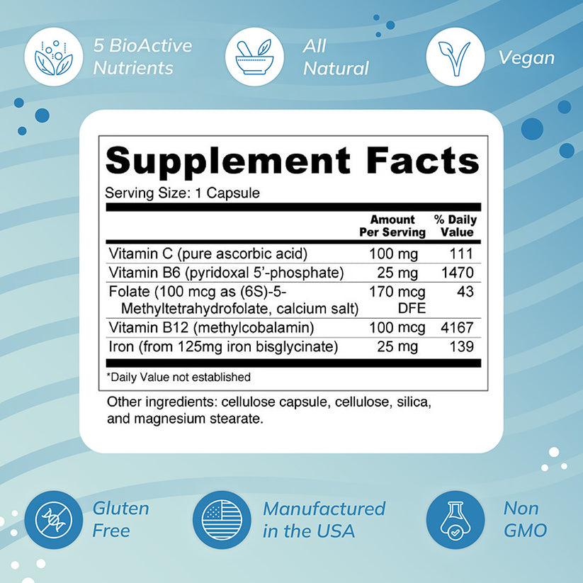 Blood Booster - Iron Bisglycinate Supplement for Energy, Thyroid ...