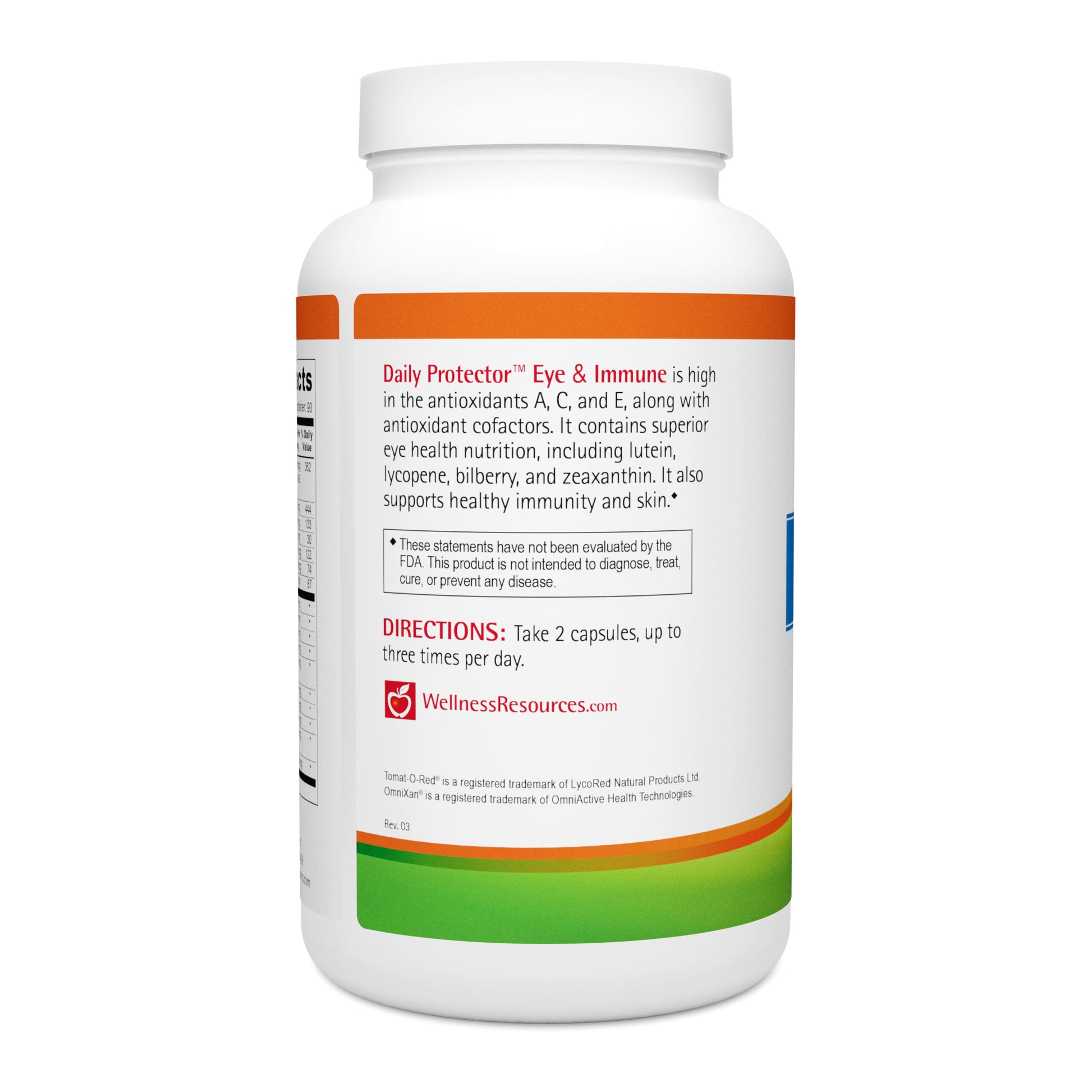 Daily Protector Eye & Immune 180 Caps is a potent antioxidant supplement to support immunity and skin health. Take 2 capsules, up to 3 times per day. 