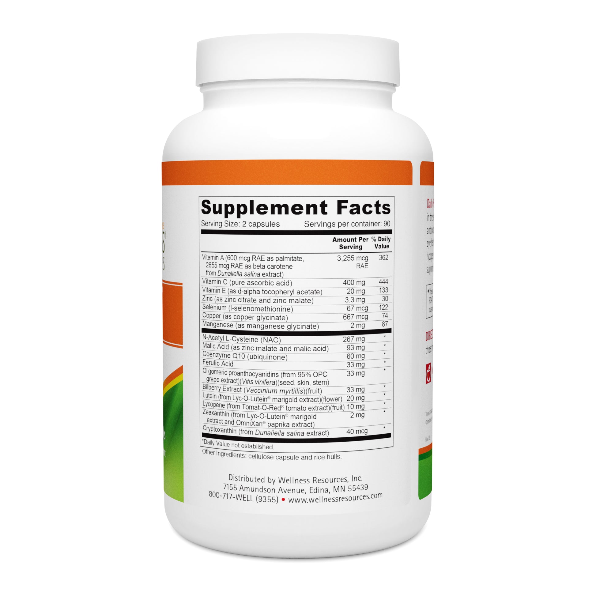 Daily Protector Eye & Immune 180 Caps Supplement Facts and Ingredients. Serving Size: 2 Capsules. Servings Per Container: 90 