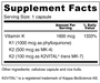 Vitamin K Complex Supplement Facts & Ingredients. Serving Size: 1 Capsule. Servings Per Container: 90