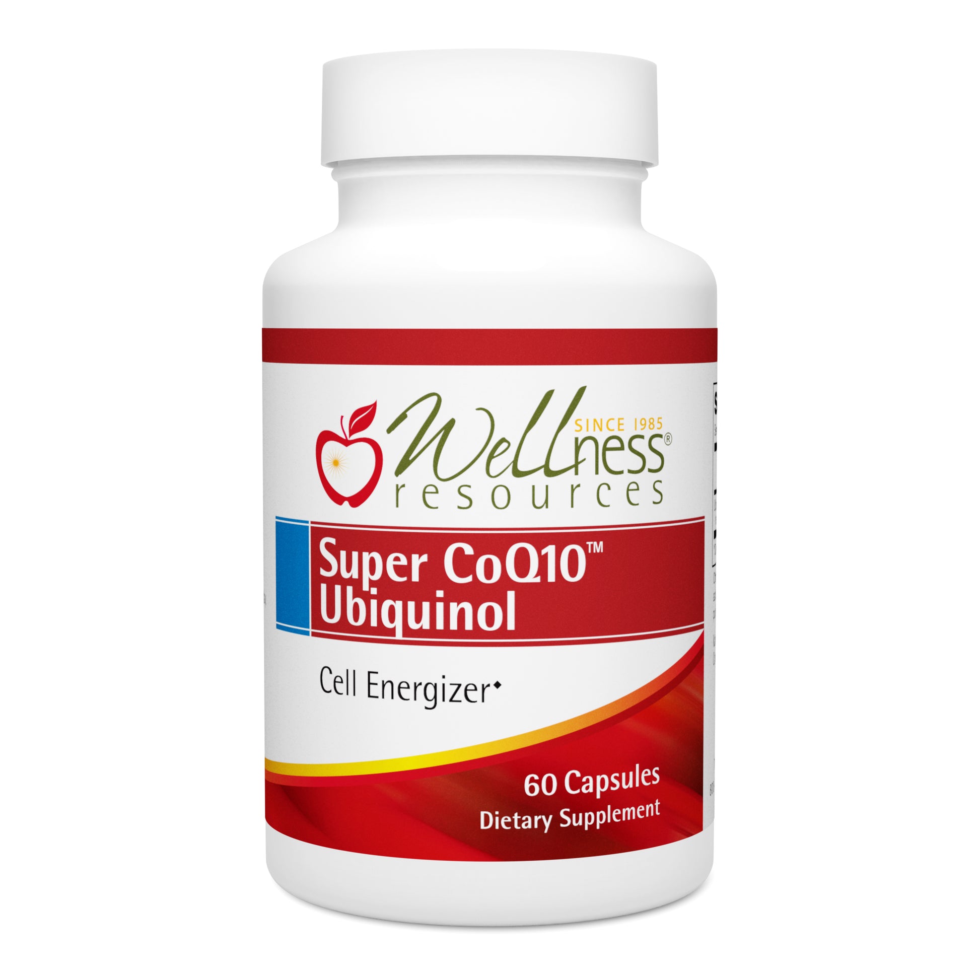 Wellness Resources Super CoQ10 Ubiquinol Supplement Bottle. Cell Energizer. 60 Capsules Per Bottle. 