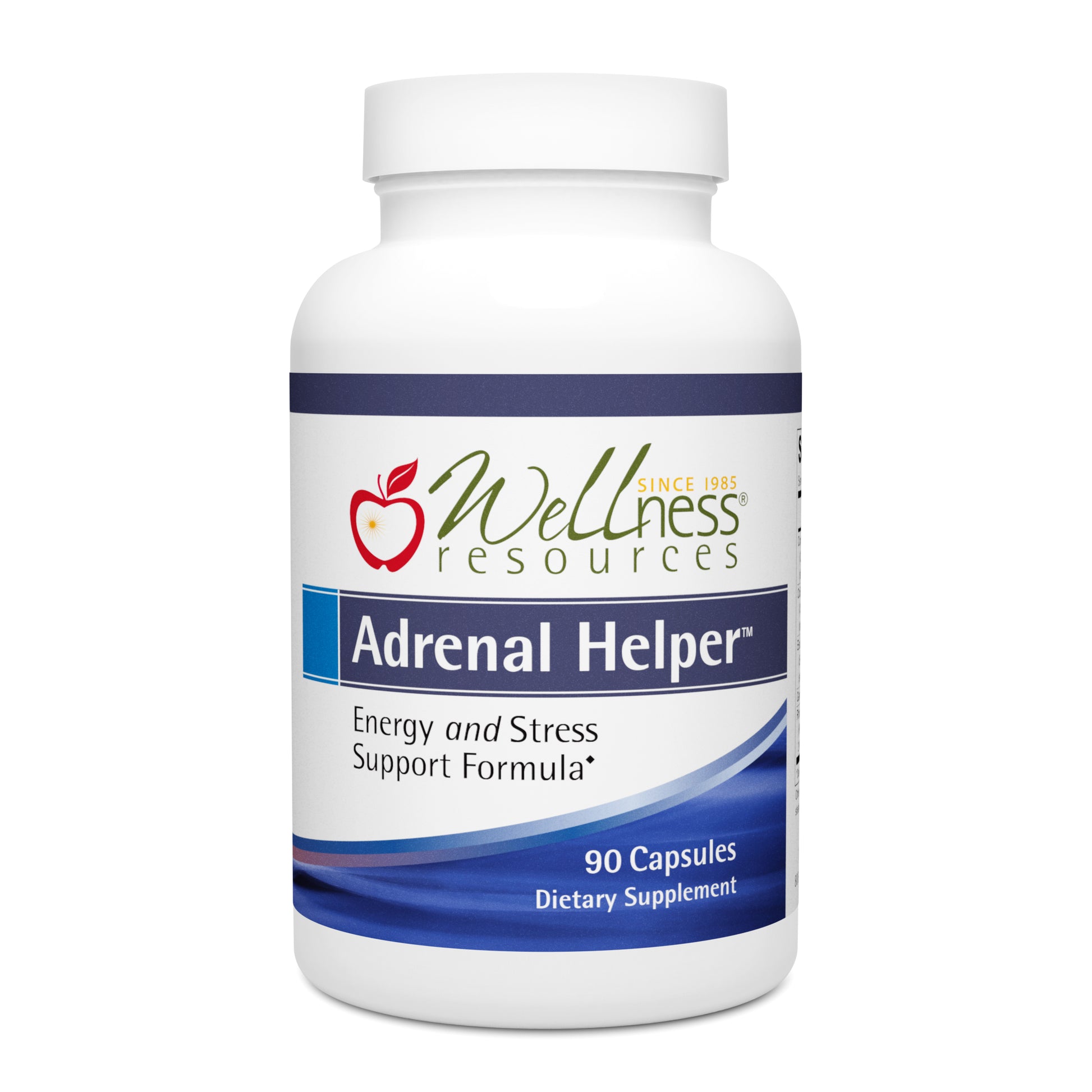 Wellness Resources Adrenal Helper Supplement Bottle. Dietary Supplement for Energy & Stress Support. 90 Capsules Per Bottle 