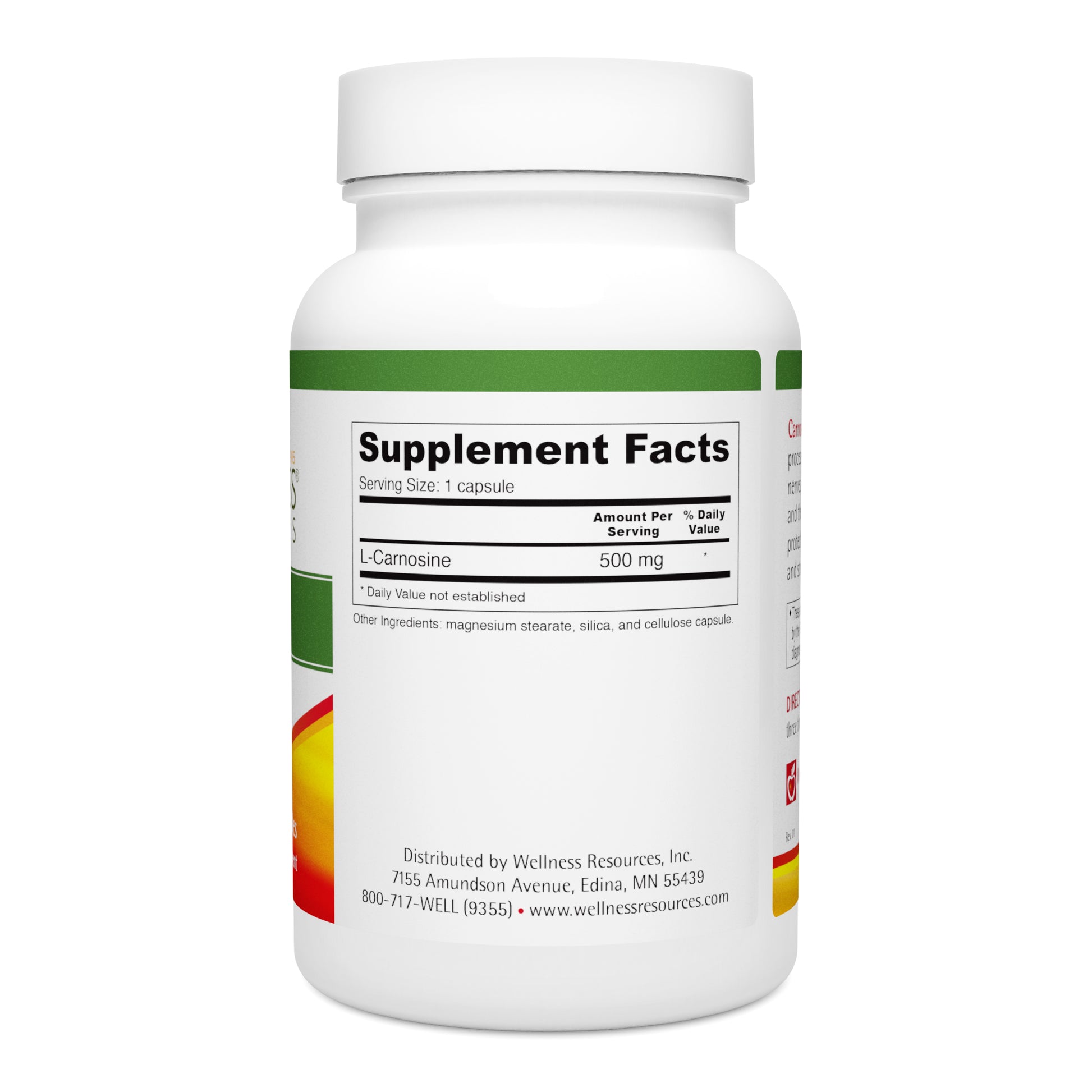 Carnosine Supplement Facts & Ingredients. Serving Size: 1 Capsule. Servings Per Container: 90