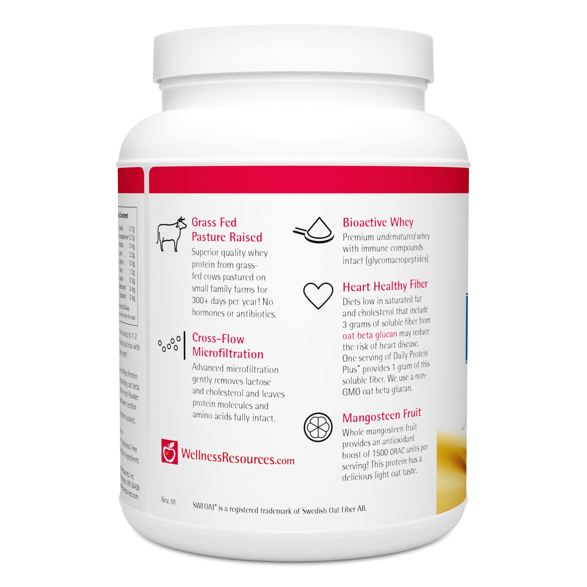 Daily Protein Plus Oat is a premium grass fed and pasture raised whey protein powder. Mixes well for a smooth taste. 