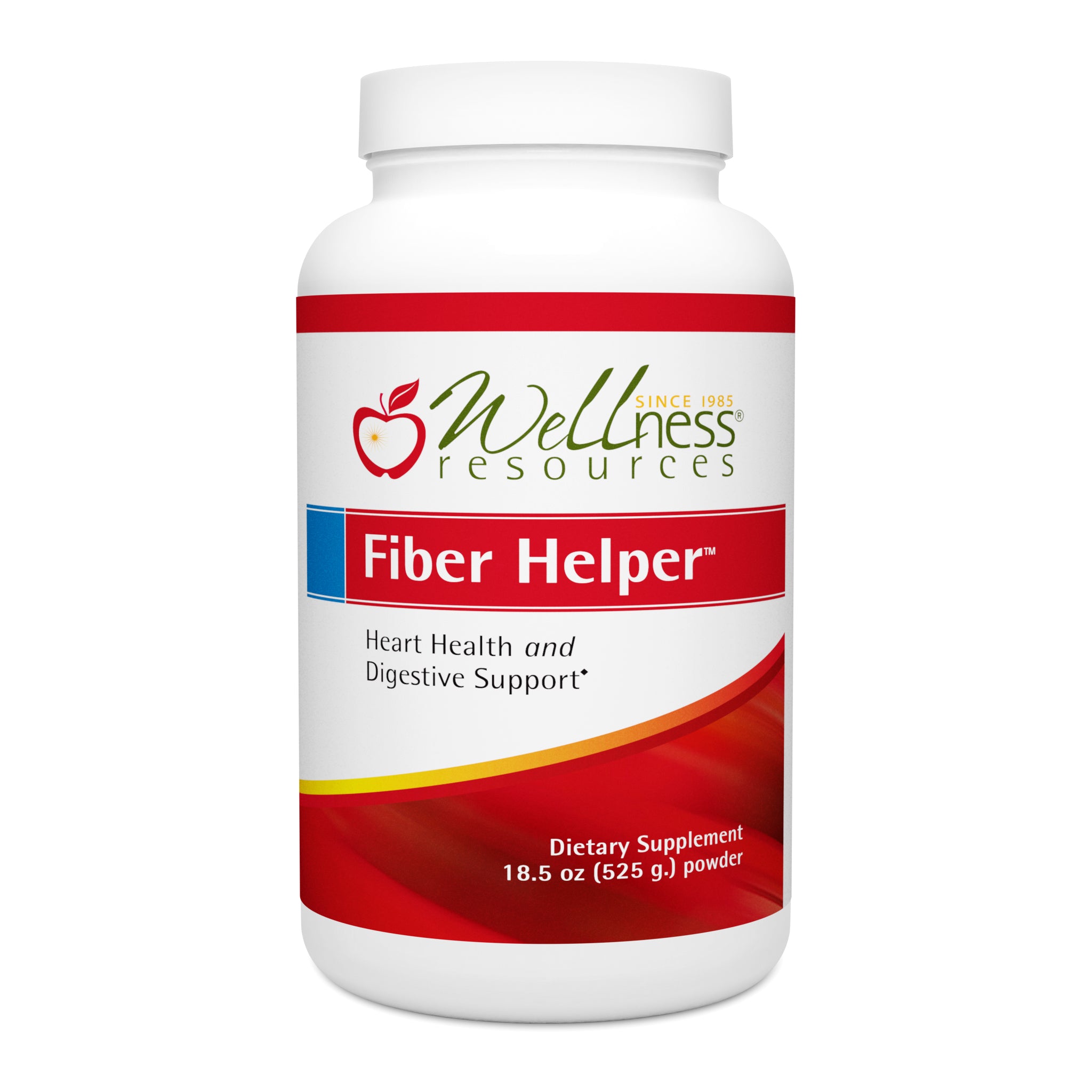 Wellness Resources Fiber Helper Supplement Bottle. Heart Health & Digestive Support. 18.5 oz (525 grams) powder