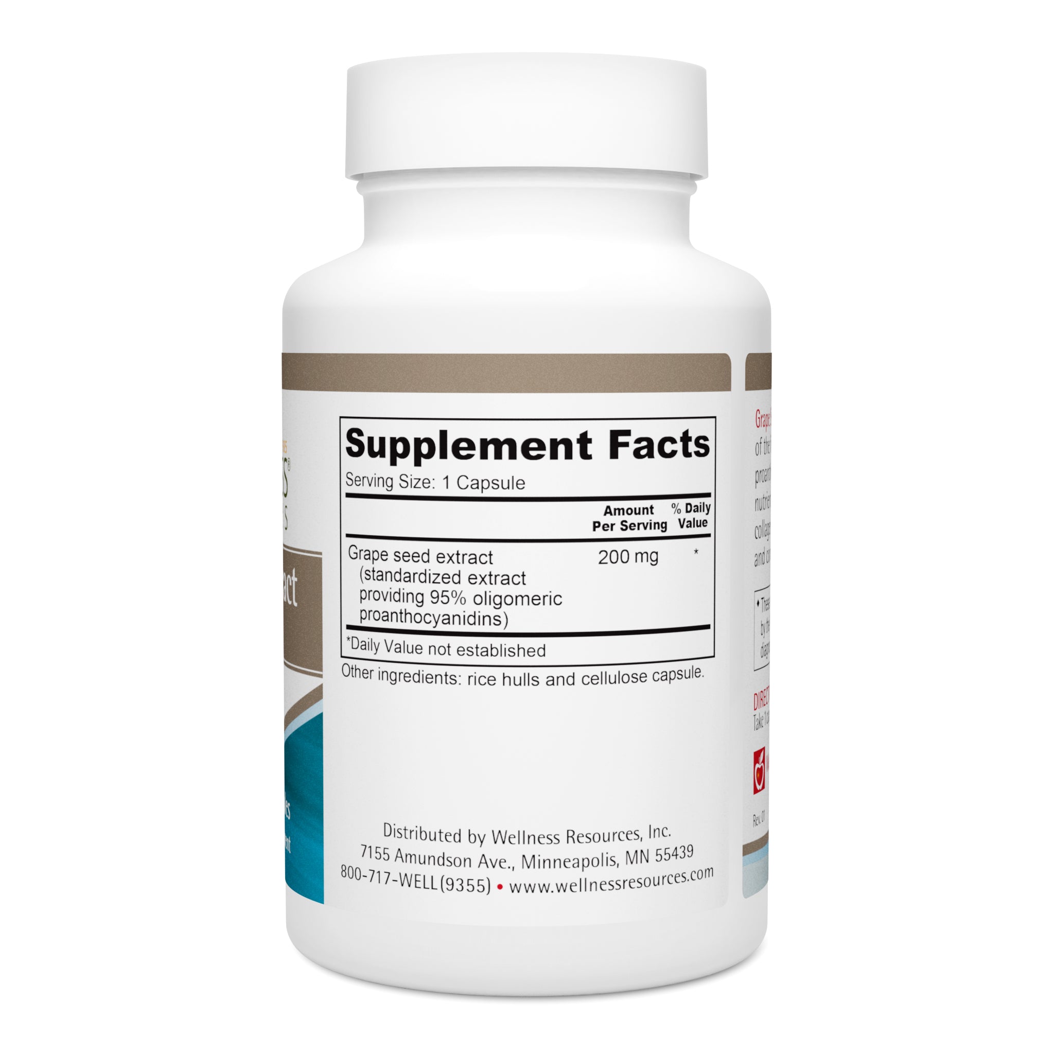 Grape Seed Extract Supplement Facts & Ingredients. Serving Size: 1 Capsule. Servings Per Container: 100 