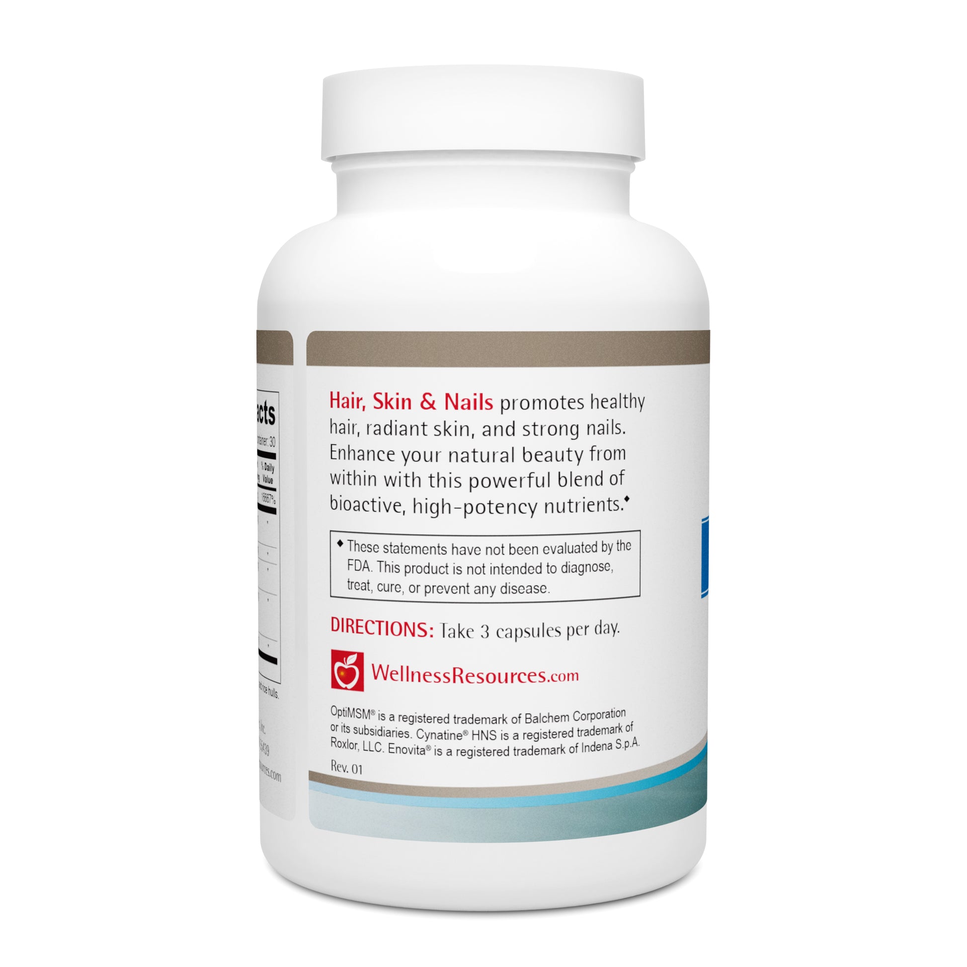 Hair Skin & Nails contains Biotin, lycopene, grape seed extract, and other nutrients to support your glow from within. Take 3 capsules per day. 