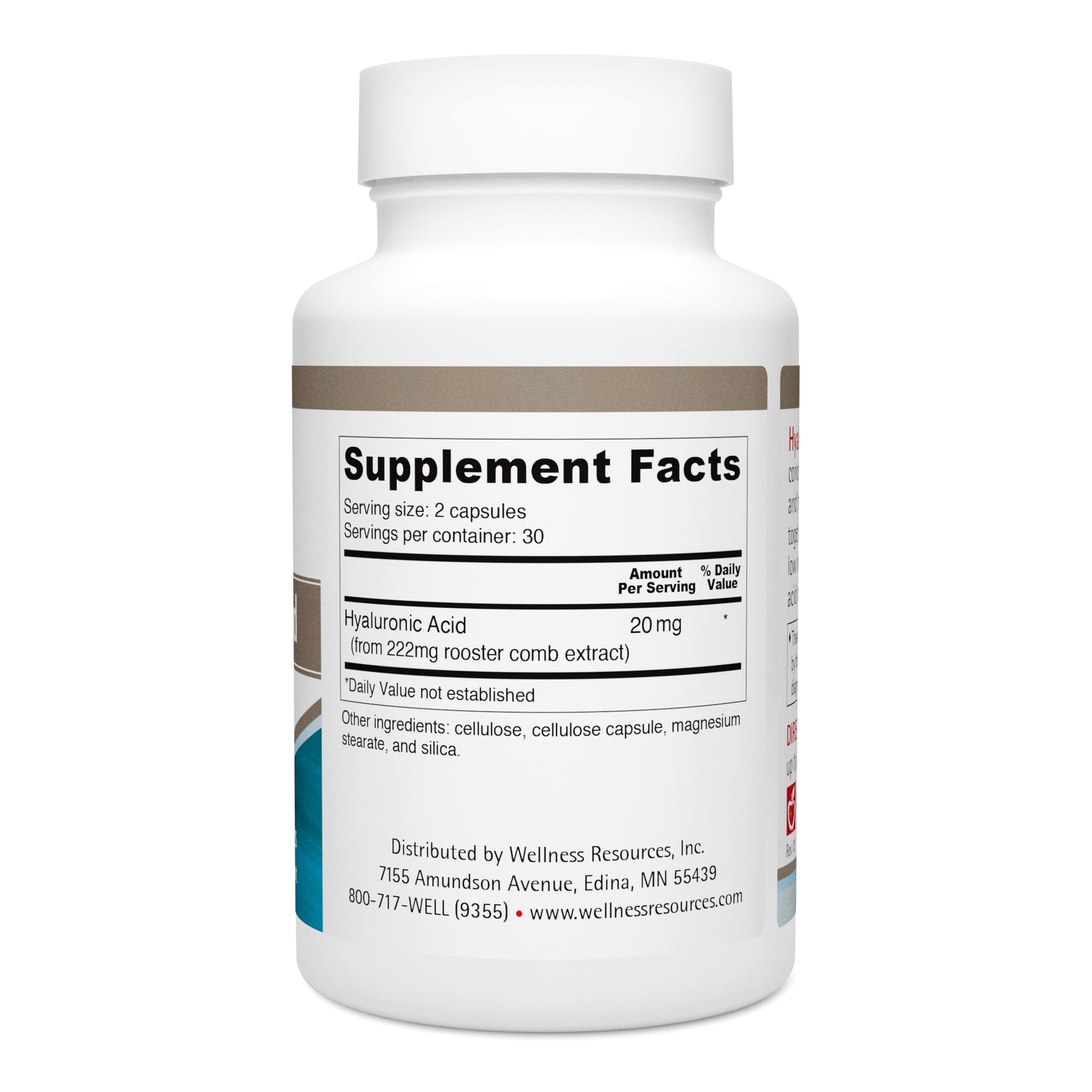 Hyaluronic Acid Supplement Facts & Ingredients. Serving Size: 2 Capsules. Servings Per Container: 30 