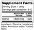 Iosol Iodine Supplement Facts & Ingredients. Serving Size: 1 Drop. Servings Per Container: 610. 