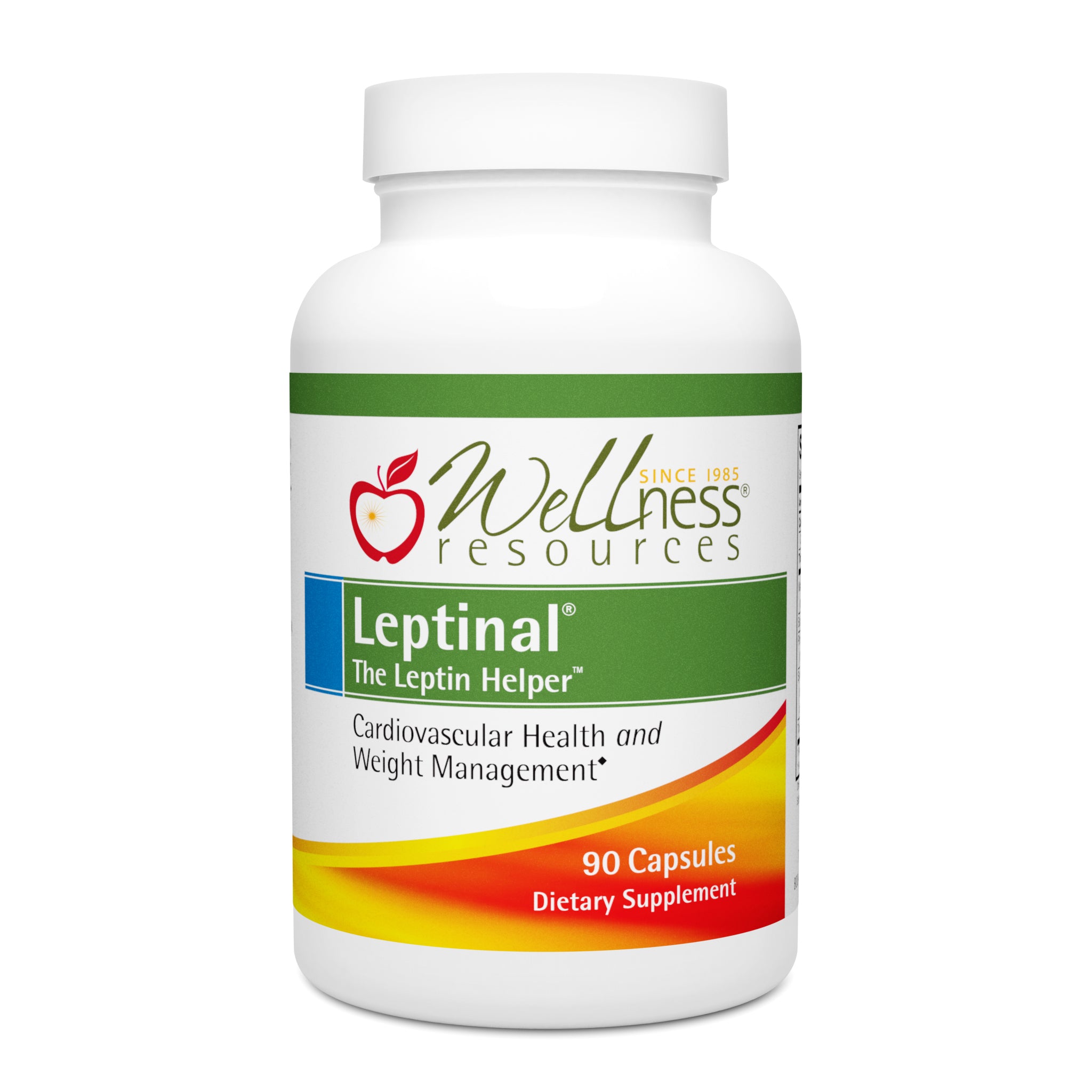 Wellness Resources Leptinal Supplement Bottle. Cardiovascular Health and Weight Management. 90 Capsules Per Bottle. 