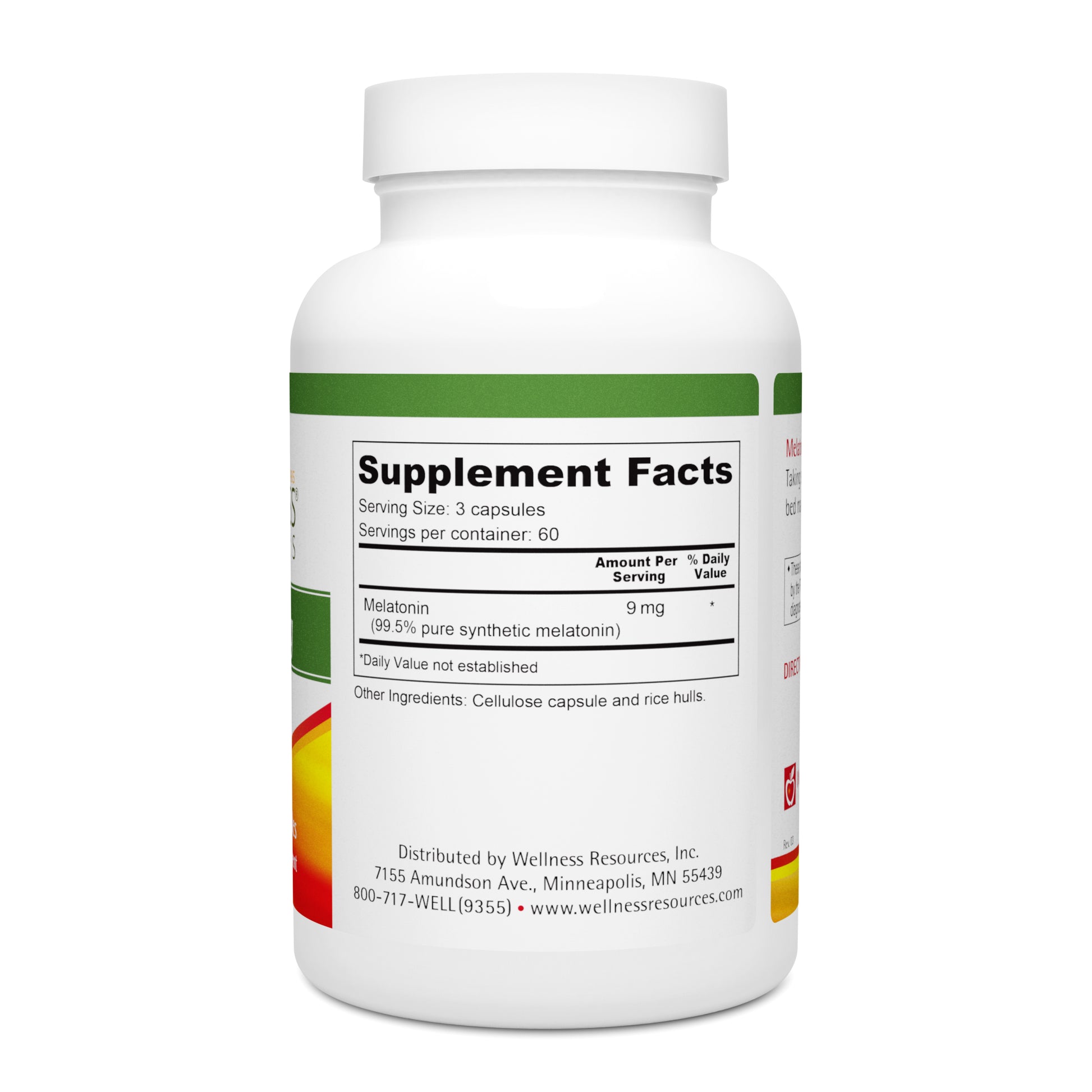 Melatonin 3mg Supplement Facts and Ingredients. Serving Size: 3 Capsules. Servings Per Container: 60