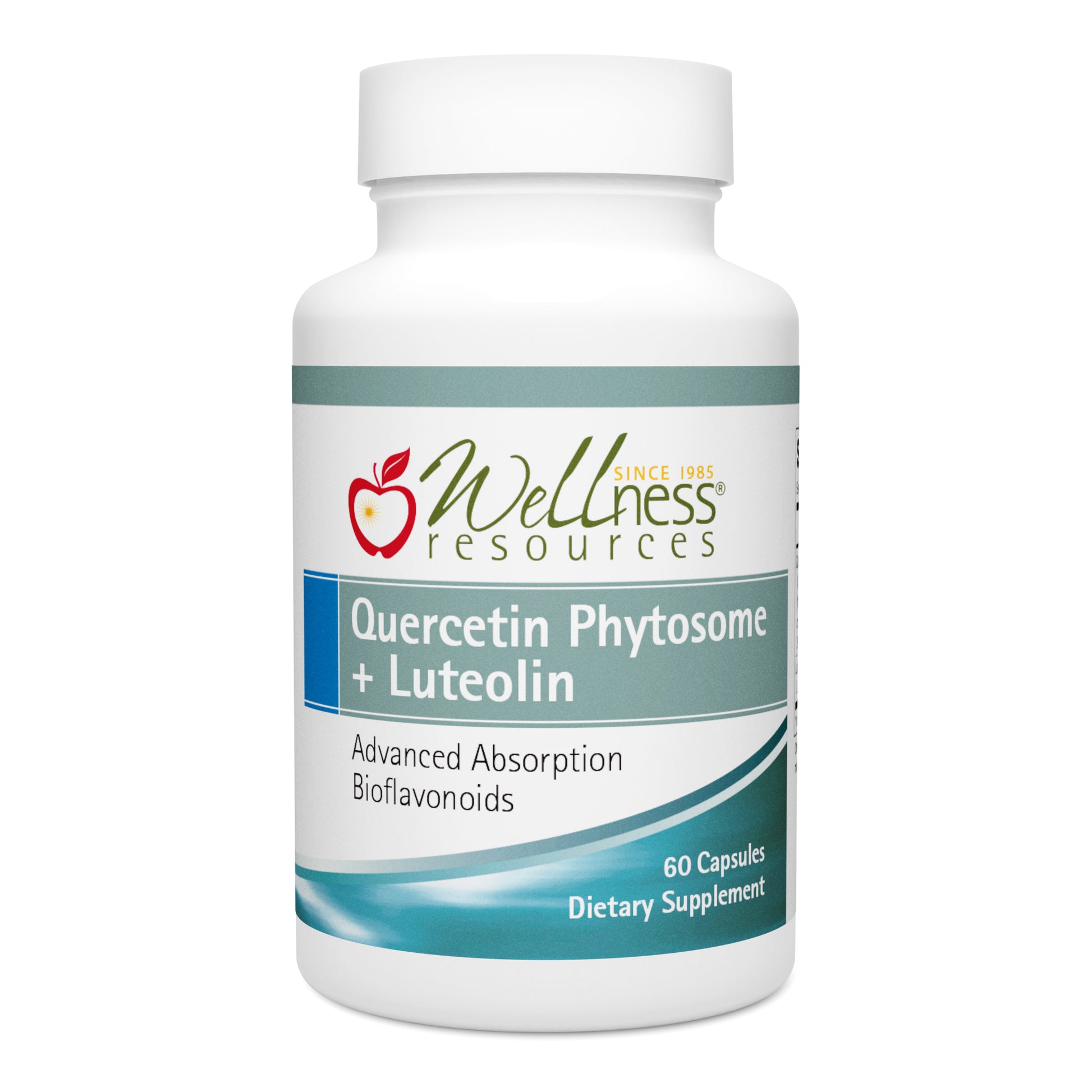 Wellness Resources Quercetin Phytosome + Luteolin Supplement Bottle. Advanced Absorption Bioflavonoids. 60 Capsules Per Bottle. 