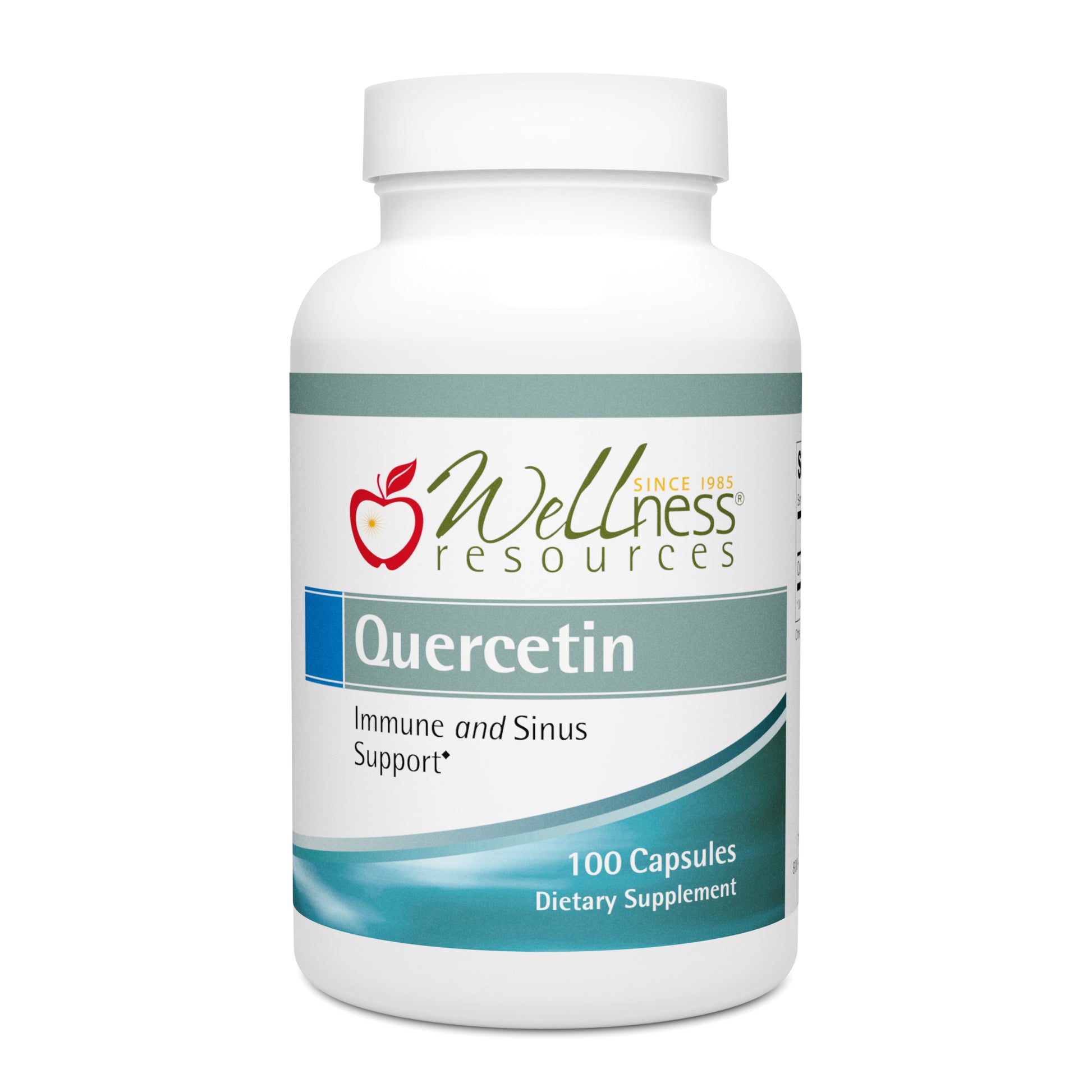 Wellness Resources Quercetin 100 Caps Supplement Bottle. Immune and Sinus Support. 100 Capsules Per Bottle. 