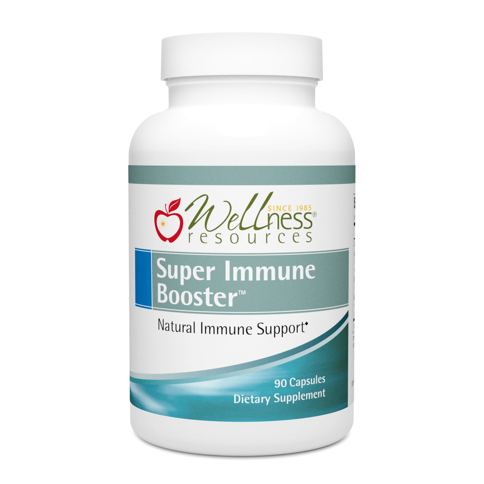 Wellness Resources Super Immune Booster Supplement Bottle. Natural Immune Support. 90 Capsules Per Bottle. 