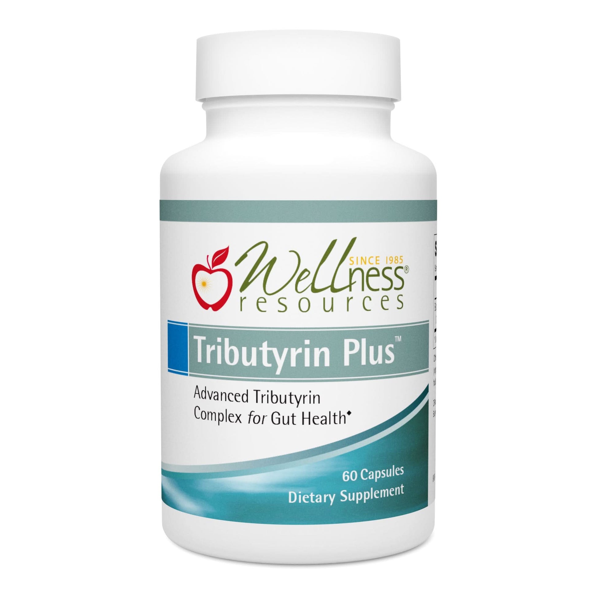 Wellness Resources Tributyrin Plus Supplement Bottle. Advanced Tributyrin Complex for Gut Health. 60 Capsules Per Bottle. 