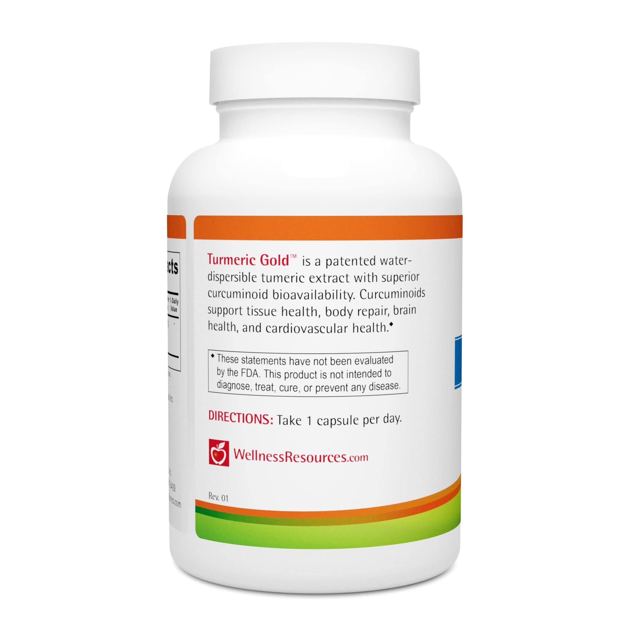 Turmeric Gold contains highly bioavailable curcuminoids for tissue health and repair along with cardiovascular health.  Take 1 capsule per day. 