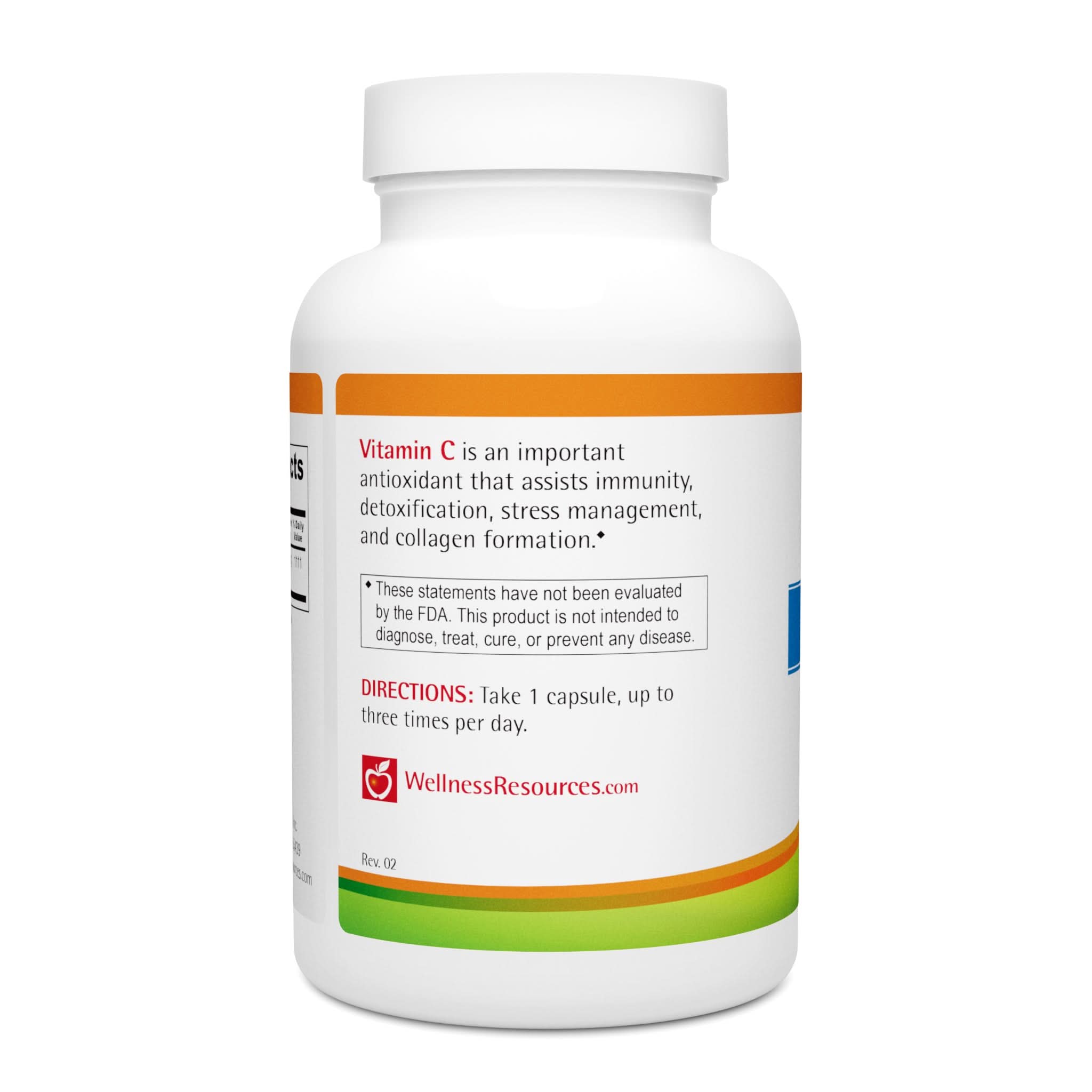 Vitamin C Capsules Supplement for Adrenals, Immune System, Skin
