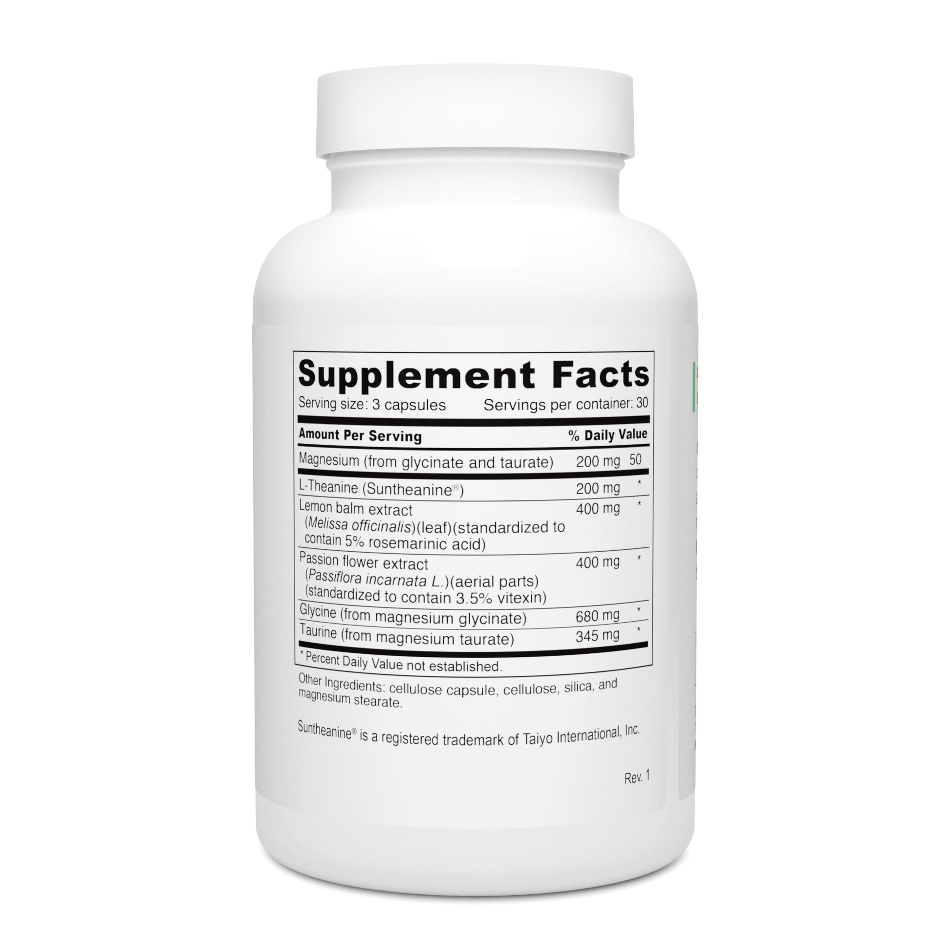 Calm supplement facts & Ingredients. Serving Size: 3 Capsules. Servings Per Container: 33 